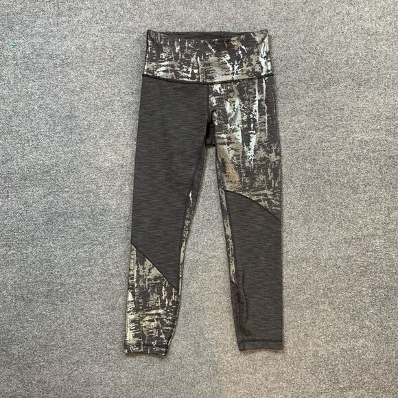 Lululemon Leggings Womens 6 Gray Wunder Under Fitted SE Foil Metallic Marble - Picture 2 of 10